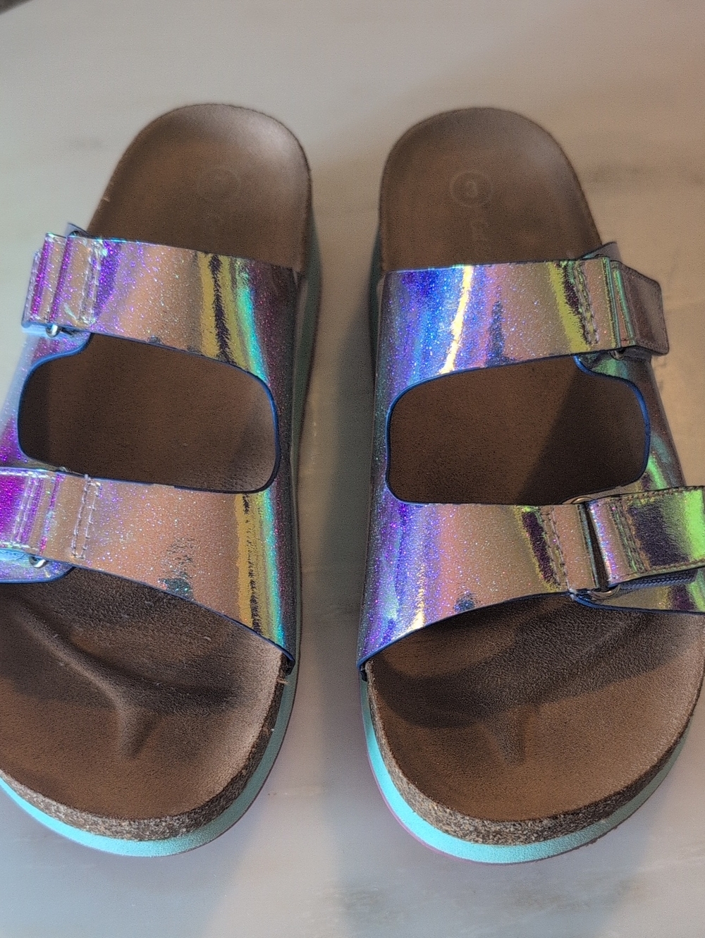 Cat And Jack Kids Iridescent Double-Buckle Slide Sandals - Purple/Blue
